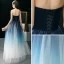 Modern / Fashion Navy Blue Gradient-Color Ivory Prom Dresses 2019 A-Line / Princess Strapless Sleeveless Floor-Length / Long Ruffle Backless Formal Dresses