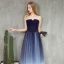 Modern / Fashion Navy Blue Gradient-Color Prom Dresses 2019 A-Line / Princess Strapless Sleeveless Beading Floor-Length / Long Ruffle Backless Formal Dresses