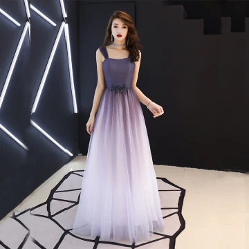 Modern Fashion Purple Prom Dresses 2019 A Line Princess Shoulders Sleeveless Beading Floor Length Long Ruffle Backless Formal Dresses
