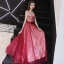 Modern / Fashion Red Prom Dresses 2019 A-Line / Princess Spaghetti Straps Sleeveless Spotted Tulle Bow Sash Floor-Length / Long Ruffle Backless Formal Dresses