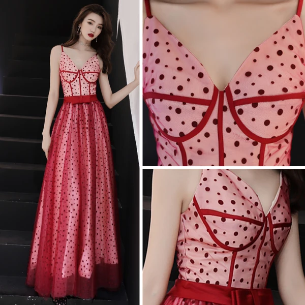 Modern / Fashion Red Prom Dresses 2019 A-Line / Princess Spaghetti ...