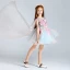 Mode Himmelblau Pink Mädchenkleider 2017 Ballkleid V-Ausschnitt Ärmellos Applikationen Schmetterling Pailletten Kurze Rüschen Kleider Für Hochzeit