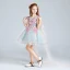Mode Himmelblau Pink Mädchenkleider 2017 Ballkleid V-Ausschnitt Ärmellos Applikationen Schmetterling Pailletten Kurze Rüschen Kleider Für Hochzeit