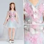 Mode Himmelblau Pink Mädchenkleider 2017 Ballkleid V-Ausschnitt Ärmellos Applikationen Schmetterling Pailletten Kurze Rüschen Kleider Für Hochzeit