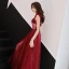 Bling Bling Bordeaux Robe De Soirée 2019 Princesse De l'épaule Manches Courtes Glitter Tulle Longue Volants Dos Nu Robe De Ceremonie