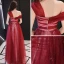 Bling Bling Bordeaux Robe De Soirée 2019 Princesse De l'épaule Manches Courtes Glitter Tulle Longue Volants Dos Nu Robe De Ceremonie