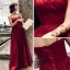 Modern / Fashion Burgundy Evening Dresses  2019 Sheath / Fit Shoulders Sleeveless Spotted Tulle Floor-Length / Long Ruffle Backless Formal Dresses