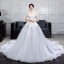 Romantic White Summer Wedding Dresses 2019 Ball Gown Off-The-Shoulder Short Sleeve Backless Appliques Lace Flower Pearl Rhinestone Chapel Train Ruffle