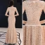 Bling Bling Champagne Evening Dresses  2019 Trumpet / Mermaid Scoop Neck Sleeveless Glitter Sequins Floor-Length / Long Ruffle Formal Dresses