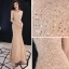 Bling Bling Champagne Evening Dresses  2019 Trumpet / Mermaid Scoop Neck Sleeveless Glitter Sequins Floor-Length / Long Ruffle Formal Dresses