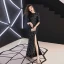 Bling Bling Noire Robe De Soirée 2019 Trompette / Sirène Encolure Dégagée 1/2 Manches Glitter Paillettes Fendue devant Longue Volants Robe De Ceremonie