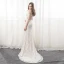 Sexy Beige Spitze Durchsichtige Abendkleider 2019 Meerjungfrau Off Shoulder Kurze Ärmel Gespaltete Front Hof-Schleppe Rüschen Rückenfreies Festliche Kleider