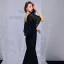 Modern / Fashion Black Evening Dresses  With Shawl 2019 Trumpet / Mermaid V-Neck Sleeveless Beading Polyester Floor-Length / Long Ruffle Backless Formal Dresses