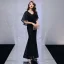 Modern / Fashion Black Evening Dresses  With Shawl 2019 Trumpet / Mermaid V-Neck Sleeveless Beading Polyester Floor-Length / Long Ruffle Backless Formal Dresses