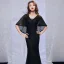 Modern / Fashion Black Evening Dresses  With Shawl 2019 Trumpet / Mermaid V-Neck Sleeveless Beading Polyester Floor-Length / Long Ruffle Backless Formal Dresses
