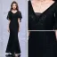 Modern / Fashion Black Evening Dresses  With Shawl 2019 Trumpet / Mermaid V-Neck Sleeveless Beading Polyester Floor-Length / Long Ruffle Backless Formal Dresses