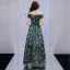 Bling Bling Dunkelgrün Abendkleider 2019 A Linie Off Shoulder Kurze Ärmel Schleife Stoffgürtel Glanz Tülle Lange Rüschen Rückenfreies Festliche Kleider