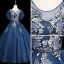 Elegant Navy Blue Prom Dresses 2019 Ball Gown Scoop Neck Short Sleeve Appliques Lace Flower Sash Floor-Length / Long Ruffle Backless Formal Dresses