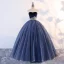 Vintage Quinceañera Mørk Marineblå Ballkjoler 2019 Ballkjole Kjæreste Uten Ermer Appliques Perle Blonder Lange Buste Ryggløse Formelle Kjoler