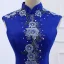Style Chinois Bleu Roi Robe De Bal 2019 Robe Boule Col Haut Sans Manches Appliques Brodé Perle Longue Volants Robe De Ceremonie