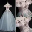 Modern / Fashion Pearl Pink Grey Prom Dresses 2019 Ball Gown Off-The-Shoulder Short Sleeve Appliques Lace Pearl Floor-Length / Long Ruffle Backless Formal Dresses