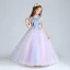 Chic / Beautiful Candy Pink Sky Blue Flower Girl Dresses 2017 Ball Gown V-Neck Sleeveless Embroidered Appliques Flower Pearl Floor-Length / Long Ruffle Wedding Party Dresses