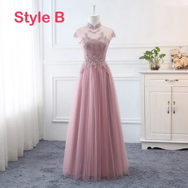 Affordable Blushing Pink Bridesmaid Dresses 2019 A-Line / Princess Appliques Lace Floor-Length / Long Ruffle Backless Wedding Party Dresses