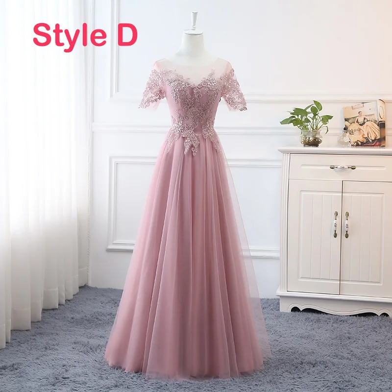 Affordable Blushing Pink Bridesmaid Dresses 2019 A-Line Princess Appliques Lace Long