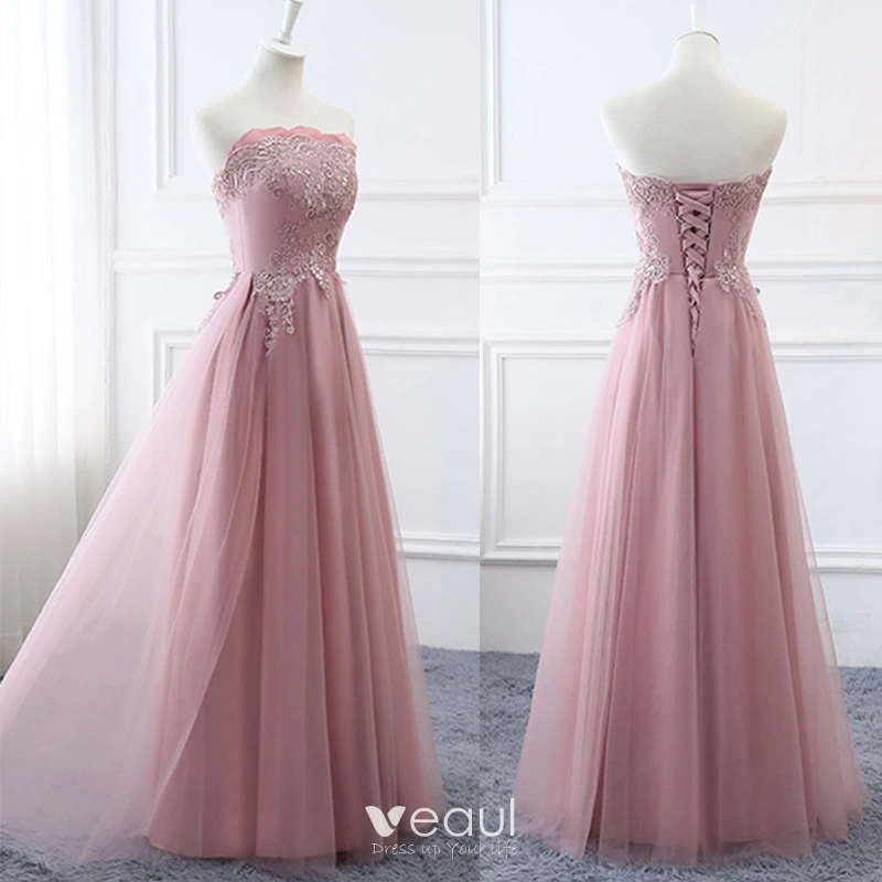 Affordable Blushing Pink Bridesmaid Dresses 2019 A-Line / Princess ...