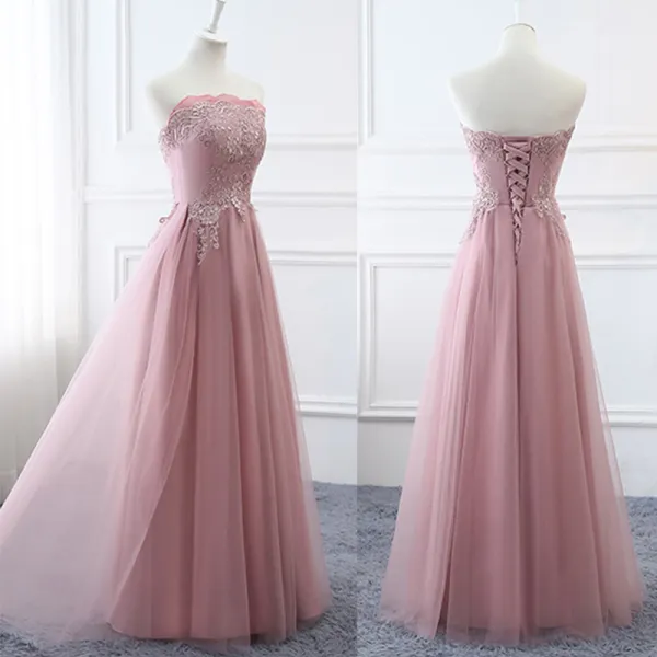 Affordable Blushing Pink Bridesmaid Dresses 2019 A-Line / Princess ...