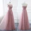 Affordable Blushing Pink Bridesmaid Dresses 2019 A-Line / Princess Appliques Lace Floor-Length / Long Ruffle Backless Wedding Party Dresses