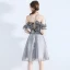 Modern / Fashion Grey Homecoming Graduation Dresses 2019 A-Line / Princess Spaghetti Straps Sleeveless Glitter Organza Short Ruffle Backless Formal Dresses