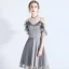 Modern / Fashion Grey Homecoming Graduation Dresses 2019 A-Line / Princess Spaghetti Straps Sleeveless Glitter Organza Short Ruffle Backless Formal Dresses