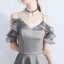 Modern / Fashion Grey Homecoming Graduation Dresses 2019 A-Line / Princess Spaghetti Straps Sleeveless Glitter Organza Short Ruffle Backless Formal Dresses
