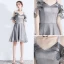 Modern / Fashion Grey Homecoming Graduation Dresses 2019 A-Line / Princess Spaghetti Straps Sleeveless Glitter Organza Short Ruffle Backless Formal Dresses