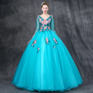 Mooie Prachtige Jade Groen Galajurken 2019 Baljurk V Hals 3 4 Mouwen Appliques Kant Parel Rhinestone Lange Ruche Ruglooze Gelegenheid Jurken