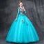 Chic / Beautiful Jade Green Prom Dresses 2019 Ball Gown V-Neck 3/4 Sleeve Appliques Lace Pearl Rhinestone Floor-Length / Long Ruffle Backless Formal Dresses