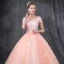 Romantique Perle Rose Robe De Bal 2019 Princesse Encolure Dégagée Manches Courtes Appliques Fleur Perle Perlage Longue Volants Dos Nu Robe De Ceremonie