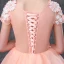 Romantique Perle Rose Robe De Bal 2019 Princesse Encolure Dégagée Manches Courtes Appliques Fleur Perle Perlage Longue Volants Dos Nu Robe De Ceremonie
