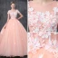 Romantique Perle Rose Robe De Bal 2019 Princesse Encolure Dégagée Manches Courtes Appliques Fleur Perle Perlage Longue Volants Dos Nu Robe De Ceremonie