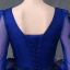 Vintage / Retro Quinceañera Royal Blue Prom Dresses 2019 Ball Gown V-Neck Long Sleeve Appliques Lace Pearl Floor-Length / Long Ruffle Backless Formal Dresses