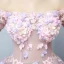 Illusion Blushing Pink See-through Prom Dresses 2019 Ball Gown Off-The-Shoulder Short Sleeve Appliques Lace Pearl Rhinestone Floor-Length / Long Ruffle Backless Formal Dresses