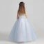 Schöne Himmelblau Mädchenkleider 2017 Ballkleid Rundhalsausschnitt Ärmellos Applikationen Mit Spitze Blumen Lange Rüschen Kleider Für Hochzeit