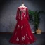 Modern / Fashion Burgundy Prom Dresses 2019 A-Line / Princess Off-The-Shoulder Long Sleeve Appliques Lace Pearl Rhinestone Floor-Length / Long Ruffle Backless Formal Dresses