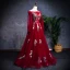 Modern / Fashion Burgundy Prom Dresses 2019 A-Line / Princess Off-The-Shoulder Long Sleeve Appliques Lace Pearl Rhinestone Floor-Length / Long Ruffle Backless Formal Dresses