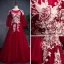 Modern / Fashion Burgundy Prom Dresses 2019 A-Line / Princess Off-The-Shoulder Puffy 3/4 Sleeve Appliques Lace Pearl Rhinestone Floor-Length / Long Ruffle Backless Formal Dresses