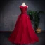Classic Burgundy Prom Dresses 2018 A-Line / Princess See-through Scoop Neck Sleeveless Beading Glitter Sequins Floor-Length / Long Cascading Ruffles Backless Formal Dresses