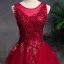 Classic Burgundy Prom Dresses 2018 A-Line / Princess See-through Scoop Neck Sleeveless Beading Glitter Sequins Floor-Length / Long Cascading Ruffles Backless Formal Dresses