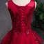 Classic Burgundy Prom Dresses 2018 A-Line / Princess See-through Scoop Neck Sleeveless Beading Glitter Sequins Floor-Length / Long Cascading Ruffles Backless Formal Dresses