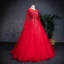 Chinese style Red Prom Dresses 2019 A-Line / Princess See-through Scoop Neck Long Sleeve Beading Sequins Floor-Length / Long Cascading Ruffles Formal Dresses